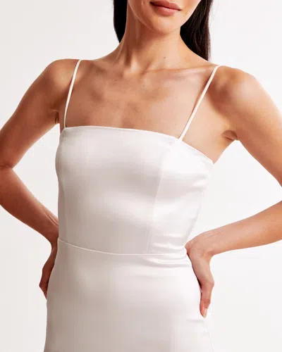 Abercrombie & Fitch Strapless Satin Sculpt Maxi Dress In White