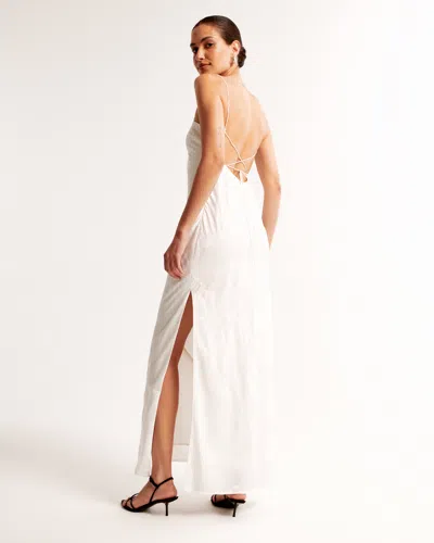 Abercrombie & Fitch The A&f Julia Slip Satin Jacquard Maxi Dress In White