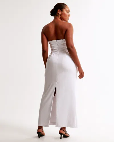 Abercrombie & Fitch Column Bow-front Maxi Dress In White