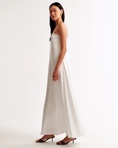 Abercrombie & Fitch Strapless Trapeze Maxi Dress In White
