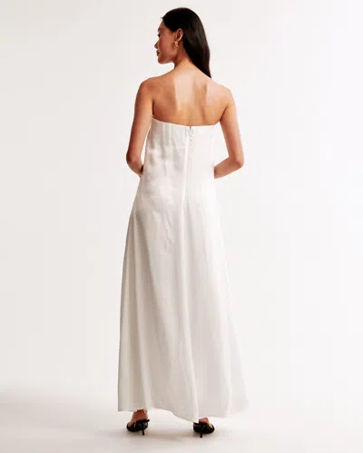 Abercrombie & Fitch Strapless Trapeze Maxi Dress In White