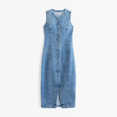 Abercrombie & Fitch The A&f Mara High-neck Vest Midi Dress In Blue