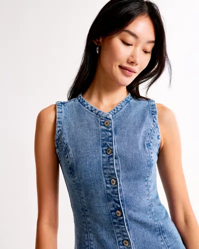 Abercrombie & Fitch The A&f Mara High-neck Vest Midi Dress In Blue