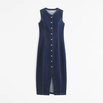 Abercrombie & Fitch The A&f Mara High-neck Vest Midi Dress In Blue
