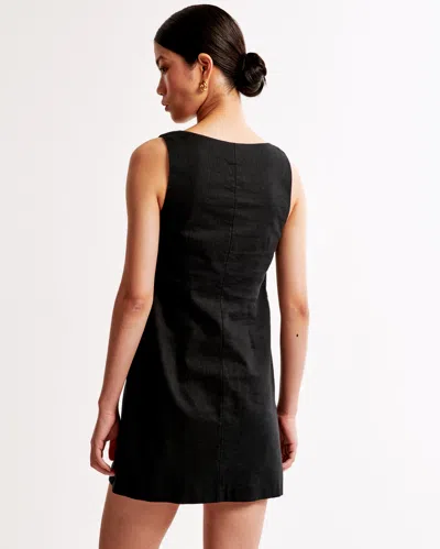 Abercrombie & Fitch The A&f Mara Squareneck Linen-blend Vest Mini Dress In Black