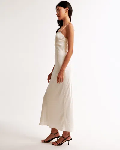 Abercrombie & Fitch The A&f Julia Slip Cowl Back-bow Maxi Dress In White