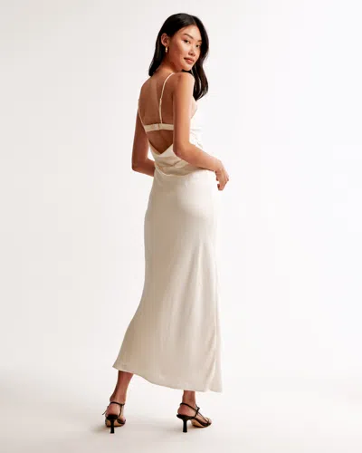 Abercrombie & Fitch The A&f Julia Slip Cowl Back-bow Maxi Dress In White