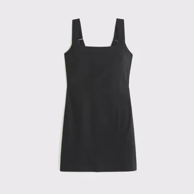 Abercrombie & Fitch Linen-blend Wide Strap Mini Dress In Black