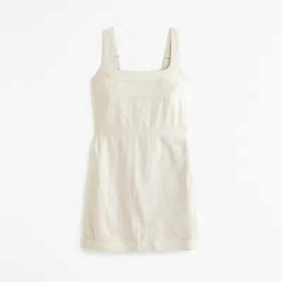 Abercrombie & Fitch Linen-blend Wide Strap Mini Dress In Sand