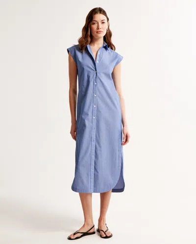 Abercrombie & Fitch Button-through Midi Shirt Dress In Blue