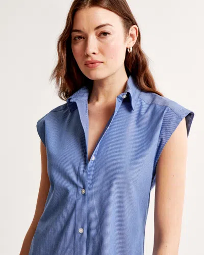 Abercrombie & Fitch Button-through Midi Shirt Dress In Blue