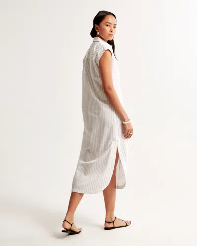 Abercrombie & Fitch Button-through Midi Shirt Dress In White