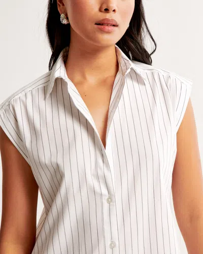 Abercrombie & Fitch Button-through Midi Shirt Dress In White