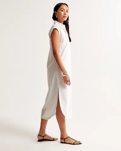 Abercrombie & Fitch Button-through Midi Shirt Dress In White