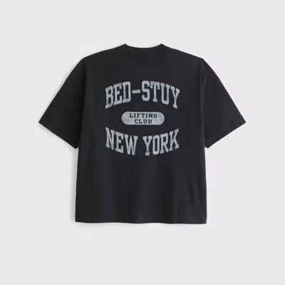 Abercrombie & Fitch Ypb Heavyweight Cotton Pump Cover Tee In Black