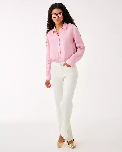 Lilly Pulitzer Sea View Metallic Linen Button Down Shirt In Pink