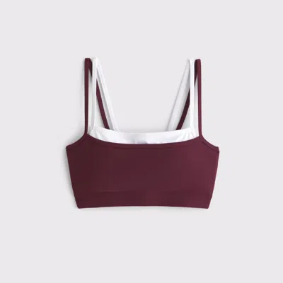 Abercrombie & Fitch Ypb Studioflex Double-layered Sports Bra In Burgundy
