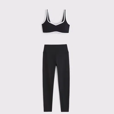 Abercrombie & Fitch Ypb Studioflex Sports Bra & Legging Set In Black