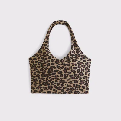 Abercrombie & Fitch Ypb Sculptlux Halter Tank In Animal Print