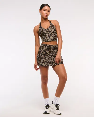 Abercrombie & Fitch Ypb Sculptlux Halter Tank In Animal Print