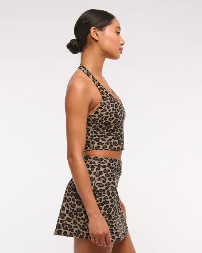 Abercrombie & Fitch Ypb Sculptlux Halter Tank In Animal Print