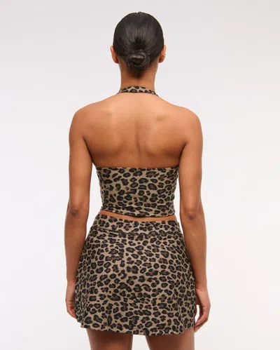 Abercrombie & Fitch Ypb Sculptlux Halter Tank In Animal Print