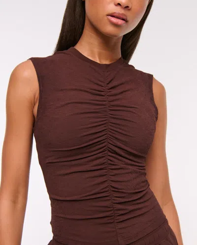 Abercrombie & Fitch Ypb Featherweight Ruched Tank In Brown
