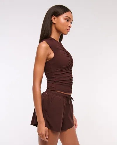 Abercrombie & Fitch Ypb Featherweight Ruched Tank In Brown
