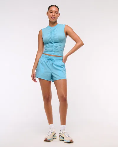 Abercrombie & Fitch Ypb Featherweight Ruched Tank In Blue