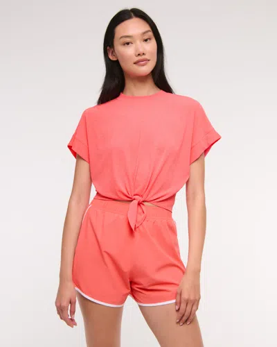 Abercrombie & Fitch Ypb Featherweight Tie-front Tee In Pink