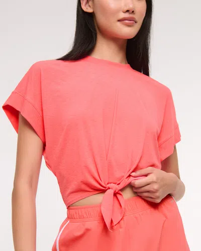 Abercrombie & Fitch Ypb Featherweight Tie-front Tee In Pink