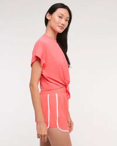 Abercrombie & Fitch Ypb Featherweight Tie-front Tee In Pink