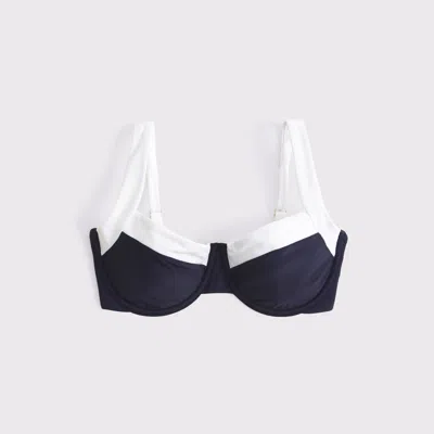 Abercrombie & Fitch Curve Love Wide Strap Underwire Bikini Top In Blue