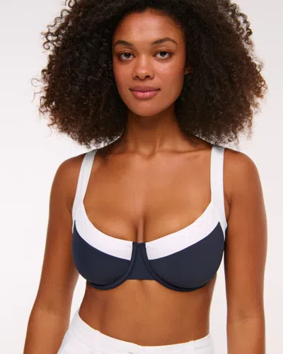 Abercrombie & Fitch Curve Love Wide Strap Underwire Bikini Top In Blue