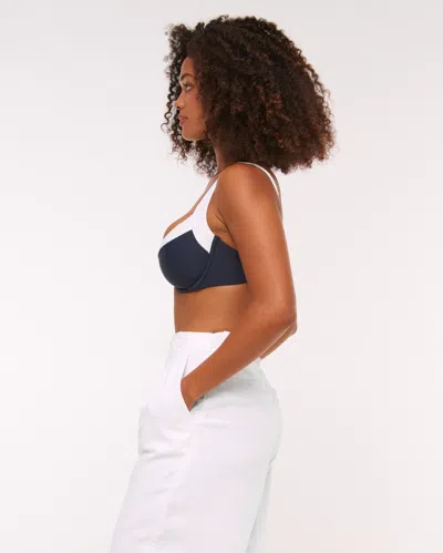 Abercrombie & Fitch Curve Love Wide Strap Underwire Bikini Top In Blue