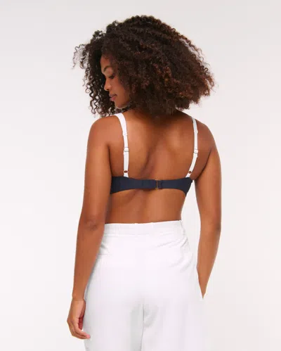 Abercrombie & Fitch Curve Love Wide Strap Underwire Bikini Top In Blue