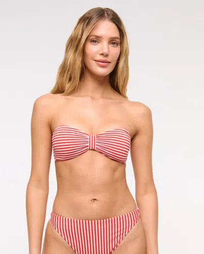Abercrombie & Fitch Knot-front Bandeau Swim Top In Red