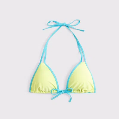 Abercrombie & Fitch Contrast Tie-front Triangle Bikini Top In Green