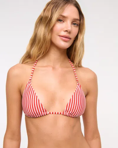 Abercrombie & Fitch O-ring Halter String Triangle Bikini Top In Red