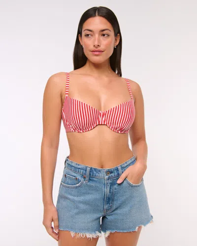 Abercrombie & Fitch Curve Love Balconette Underwire Bikini Top In Red