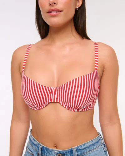Abercrombie & Fitch Curve Love Balconette Underwire Bikini Top In Red