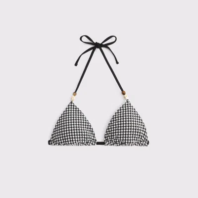 Abercrombie & Fitch Beaded Halter String Triangle Bikini Top In Black
