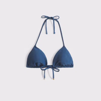 Abercrombie & Fitch Tie-front Halter Triangle Bikini Top In Blue