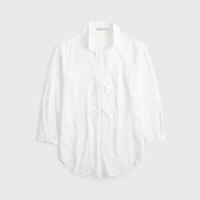 Abercrombie & Fitch Tie-front Shirt Dress Coverup In White