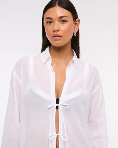 Abercrombie & Fitch Tie-front Shirt Dress Coverup In White