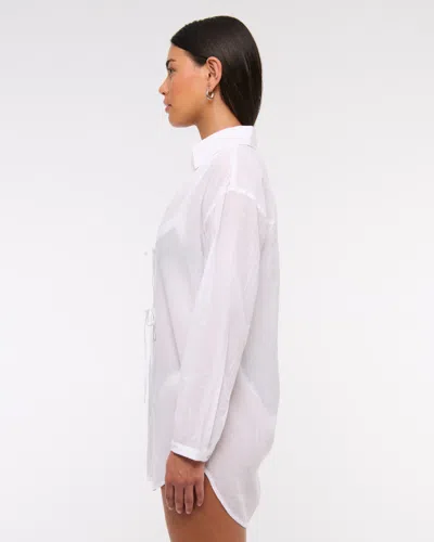 Abercrombie & Fitch Tie-front Shirt Dress Coverup In White