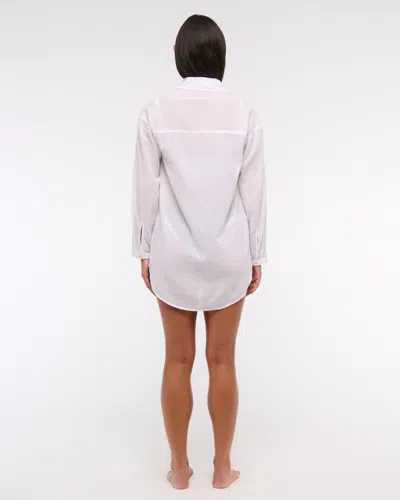 Abercrombie & Fitch Tie-front Shirt Dress Coverup In White