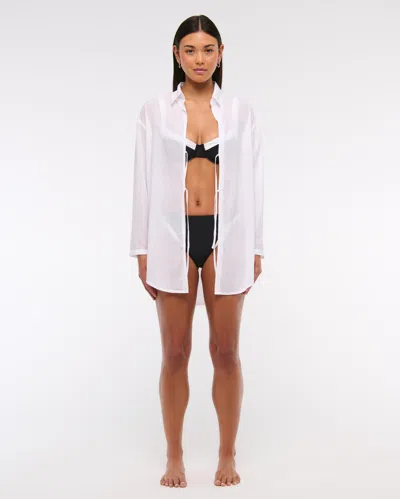 Abercrombie & Fitch Tie-front Shirt Dress Coverup In White