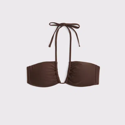 Abercrombie & Fitch Upside-down Triangle Bikini Top In Brown
