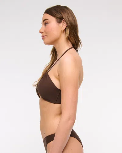 Abercrombie & Fitch Upside-down Triangle Bikini Top In Brown